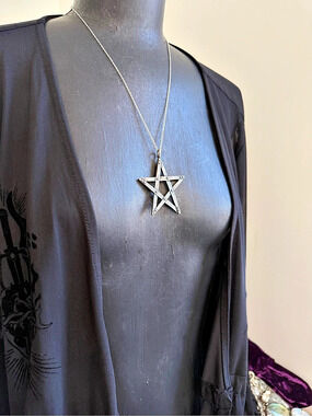 Silver Pentagram Pendant Necklace witchy goth jewelry witchy necklace handmade